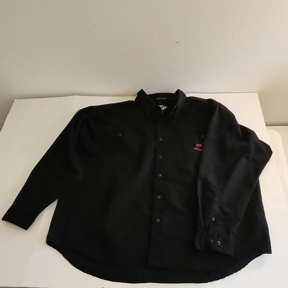 Harley Davidson Button Up Shirt Mens XXXL Black Short Sleeve‎ Casual Biker
